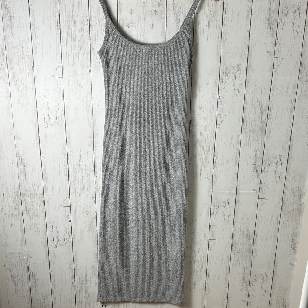 Wilfred Free Aritzia Ribbed Knit Maxi Dress Gray Sleeveless Bodycon Size Small